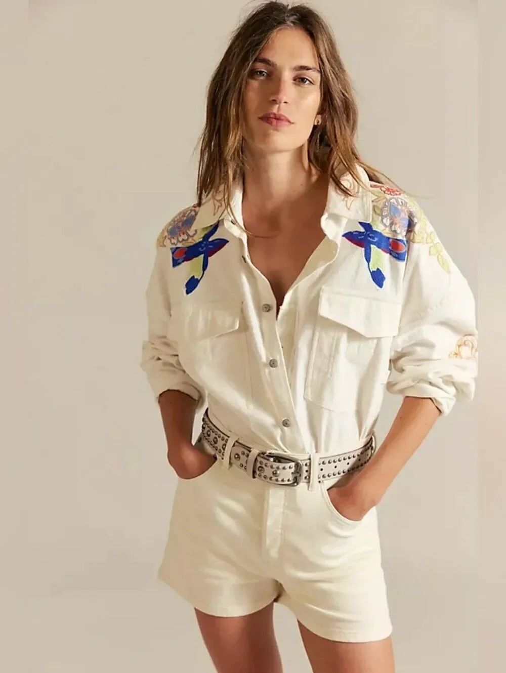 Free PeopleWe The Free Take Flight Embroidered Shirt Women's size Large